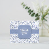 Dank je 65 Nummer Patroon Blauw/Wit Briefkaart (Staand voorkant)