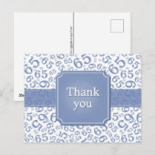 Dank je 65 Nummer Patroon Blauw/Wit Briefkaart (Voorkant / Achterkant)