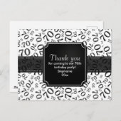 Dank je 70ste verjaardag cijferpatroon zwart/wit briefkaart (Voorkant / Achterkant)