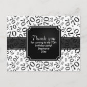 Dank je 70ste verjaardag cijferpatroon zwart/wit briefkaart (Voorkant)