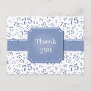 Dank je 75 Nummer Patroon Blauw/Wit Postkaart