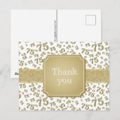 Dank je 75 Nummer Patroon Goud/Wit Briefkaart (Voorkant / Achterkant)