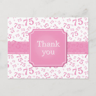 Dank je 75 Nummer Patroon Roze/Wit Postkaart