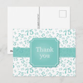 Dank je 75 Nummer Patroon Teal/Wit Briefkaart (Voorkant / Achterkant)