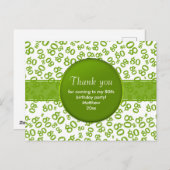 Dank je: 80 Groen/Wit Verjaardagsnummersjabloon Briefkaart (Voorkant / Achterkant)