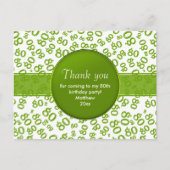 Dank je: 80 Groen/Wit Verjaardagsnummersjabloon Briefkaart (Voorkant)