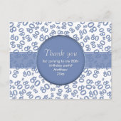 Dank je: 80ste Blauw/Wit verjaardagsnummerpatroon Briefkaart (Voorkant)