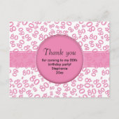 Dank je: 80ste Roze/Witte Verjaardagsgetalpatroon Briefkaart (Voorkant)