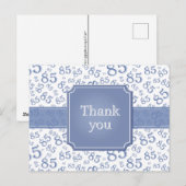 Dank Je 85 Nummer Patroon Blauw/Wit Briefkaart (Voorkant / Achterkant)