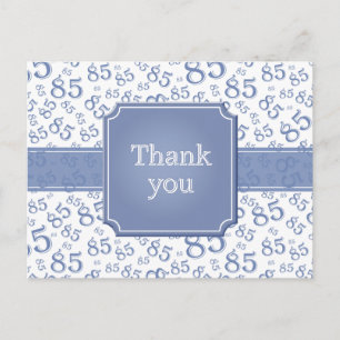 Dank Je 85 Nummer Patroon Blauw/Wit Briefkaart