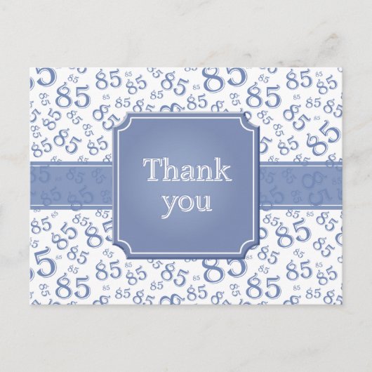 Dank Je 85 Nummer Patroon Blauw/Wit Briefkaart (Voorkant)