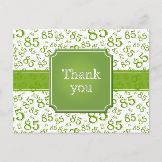 Dank je 85 Nummer Patroon Groen/Wit Briefkaart (Voorkant)