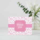 Dank je 85 Nummer Patroon Roze/Wit Briefkaart (Staand voorkant)