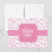 Dank je 85 Nummer Patroon Roze/Wit Briefkaart (Voorkant / Achterkant)