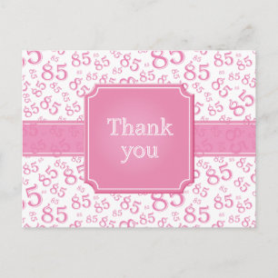 Dank je 85 Nummer Patroon Roze/Wit Briefkaart