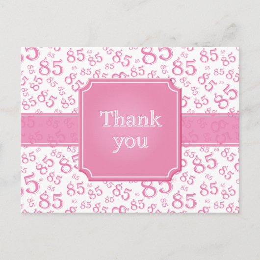 Dank je 85 Nummer Patroon Roze/Wit Briefkaart (Voorkant)