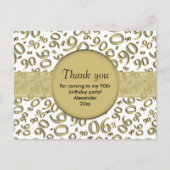 Dank je 90e Goud/Wit Verjaardagsnummer Patroon Briefkaart (Voorkant)