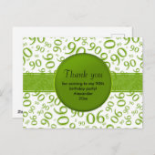 Dank Je 90e Groen/Wit Verjaardags Nummer Patroon Briefkaart (Voorkant / Achterkant)