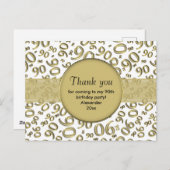 Dank je 90ste Gouden/Witte Verjaardag Nummer Patro Briefkaart (Voorkant / Achterkant)