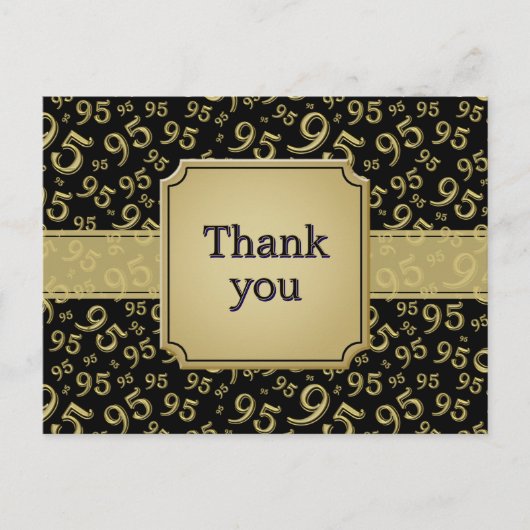 Dank Je 95 Nummer Patroon Goud/Zwart Briefkaart (Voorkant)