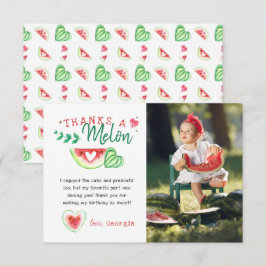 Dank je A Melon | Watermeloen Verjaardagsbedankje Bedankkaart