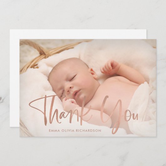Dank je | Aankondiging van de geboorte van de foto (Voorkant / Achterkant)