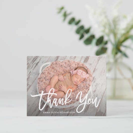 Dank je | Aankondiging van de geboorte van moderne Briefkaart (Staand voorkant)