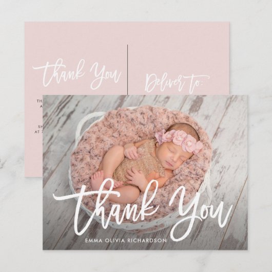 Dank je | Aankondiging van de geboorte van moderne Briefkaart (Voorkant / Achterkant)