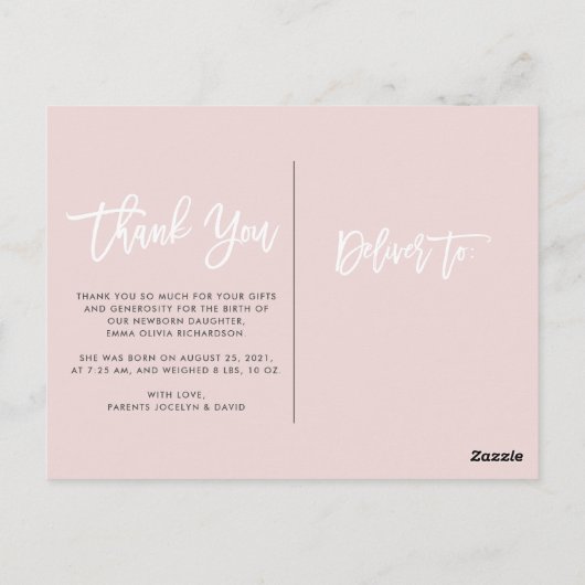 Dank je | Aankondiging van de geboorte van moderne Briefkaart