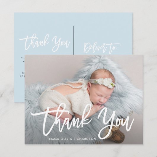 Dank je | Aankondiging van de geboorte van moderne Briefkaart (Voorkant / Achterkant)