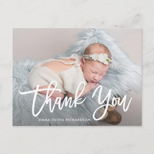 Dank je | Aankondiging van de geboorte van moderne Briefkaart (Voorkant)