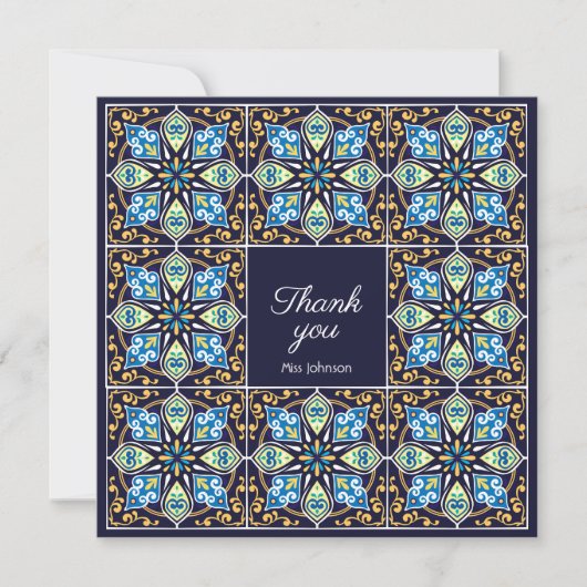 Dank je aanpasbare blauwe Azulejos (Voorkant)