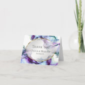 Dank je | Abstracte Paarse Waterverf Inkt Bedankkaart (Voorkant)