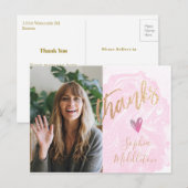 Dank je Afstudeer Modern Roze Foto Goud  Briefkaart (Voorkant / Achterkant)