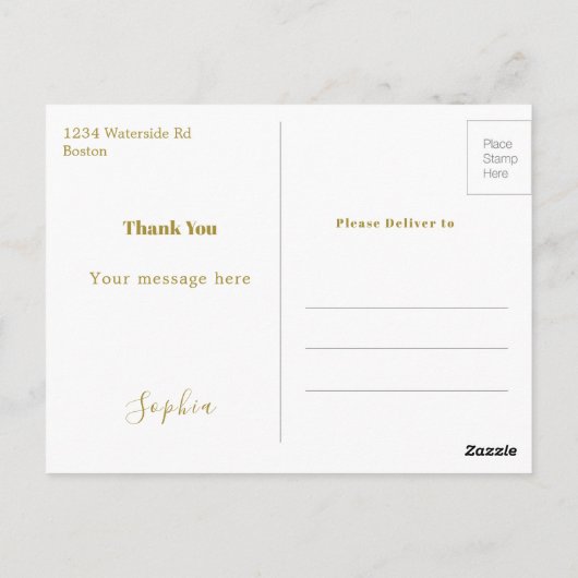 Dank je Afstudeer Modern Roze Foto Goud Briefkaart (Achterkant)