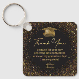 dank je afstuderen zwarte goudglitters luxe sleutelhanger