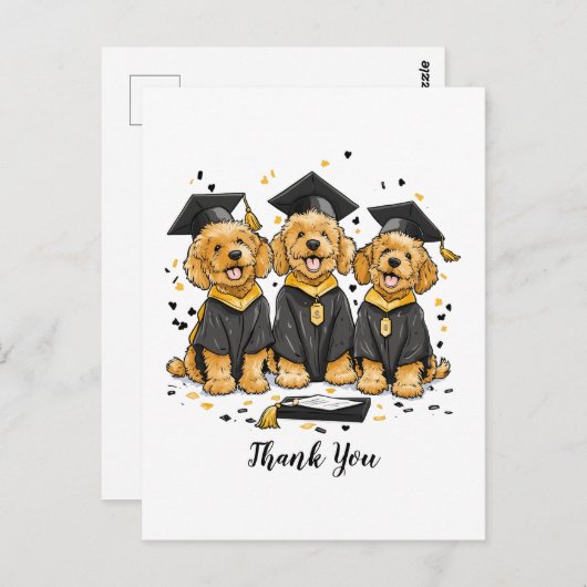Dank je, afstuderende Goldendoodle honden Briefkaart (Voorkant / Achterkant)