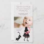 Dank je Alice in Wonderland Baby Fotokaart Bedankkaart (Voorkant)