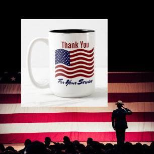 Dank je Amerikaanse vlag koffiemok Tweekleurige Koffiemok