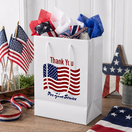 Dank je Amerikaanse Vlag Veteraan Wit Medium Cadeauzakje