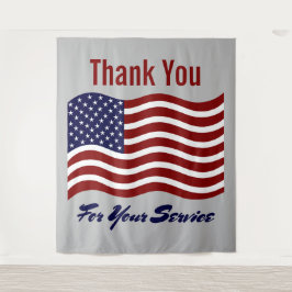 Dank je Amerikaanse Vlag Veteranen Foto Achtergron Wandkleed
