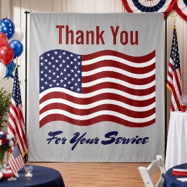 Dank je Amerikaanse Vlag Veteranen Foto Achtergron Wandkleed