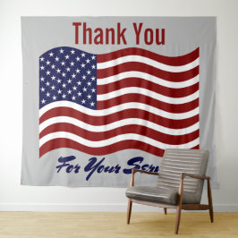 Dank je Amerikaanse Vlag Veteranen Foto Achtergron Wandkleed