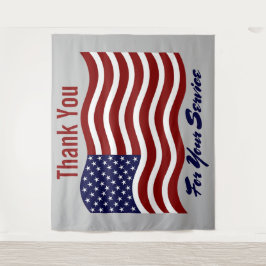 Dank je Amerikaanse Vlag Veteranen Foto Achtergron Wandkleed