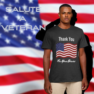 Dank je Amerikaanse Vlag Veteranen Zwart T-shirt