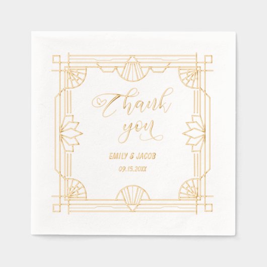 Dank je Art Deco Folie Servetten (Voorkant)