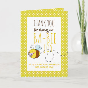Dank je BA-BEE Baby Shower Felicitatie Geel Cute Kaart
