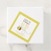Dank je BA-BEE Baby Shower Geel Stippenpatroon Bedankjes Labels (In situ)