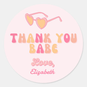 Dank je Babe Heart Zonnebril Ronde Sticker