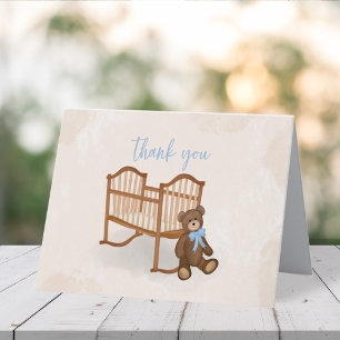  Dank je Baby Blue Teddy Bear Cute Simple Bedankkaart